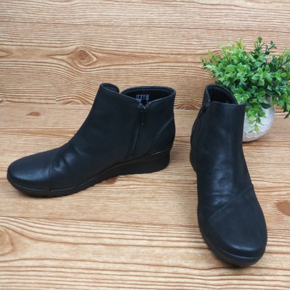 Clarks Shoes - CLARK'S CLOUDSTEPPERS by Wedge Ankle Boots Black size 10 M Women
